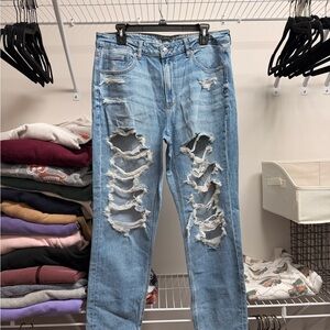AE Stretch Distressed Light Blue Jeans